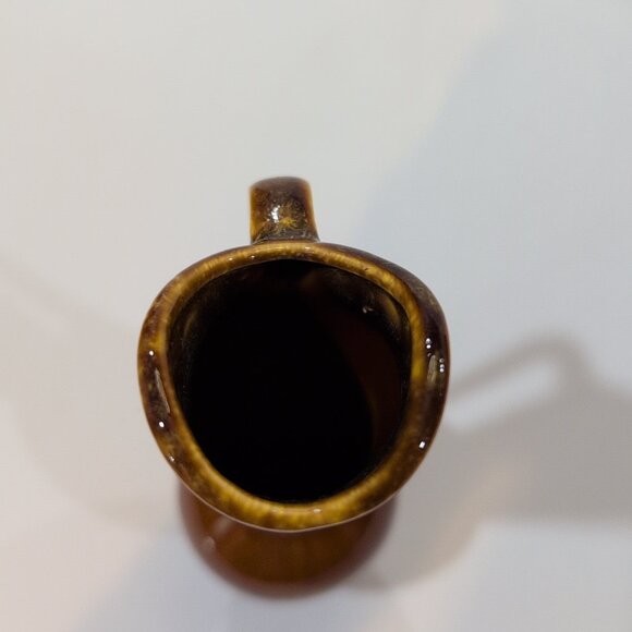 Vintage MCM Carmel Brown Glaze Drip Ceramic Pottery Pitcher Vase Japan 7" Tall - Picture 6 of 7